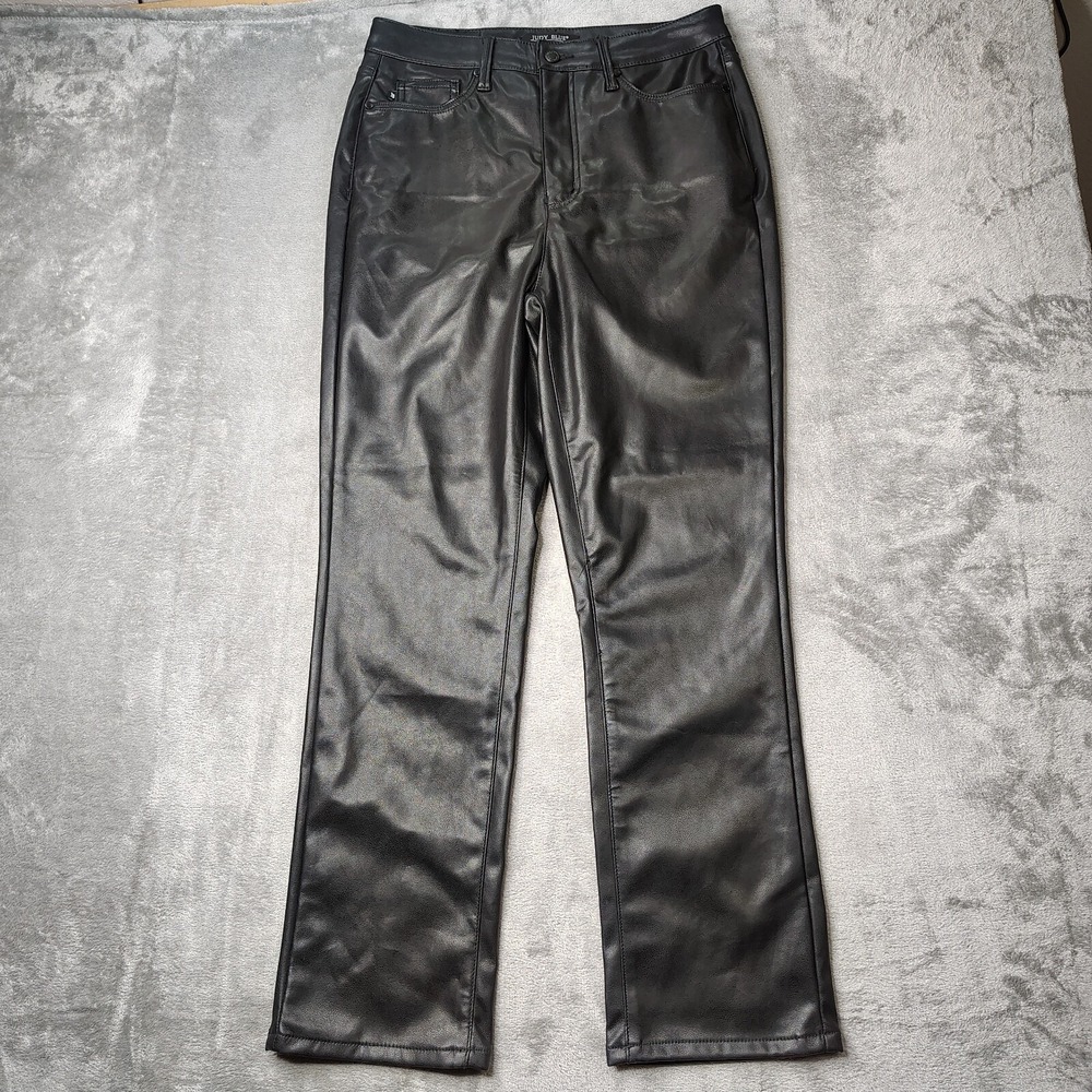 Judy Blue Pants Womens‎ 29 Black Faux Leather Tummy Control High Rise Straight